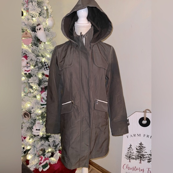Sebby Hooded Parka Coat water resistant, windproof worn once. Size M EUC - Picture 1 of 9